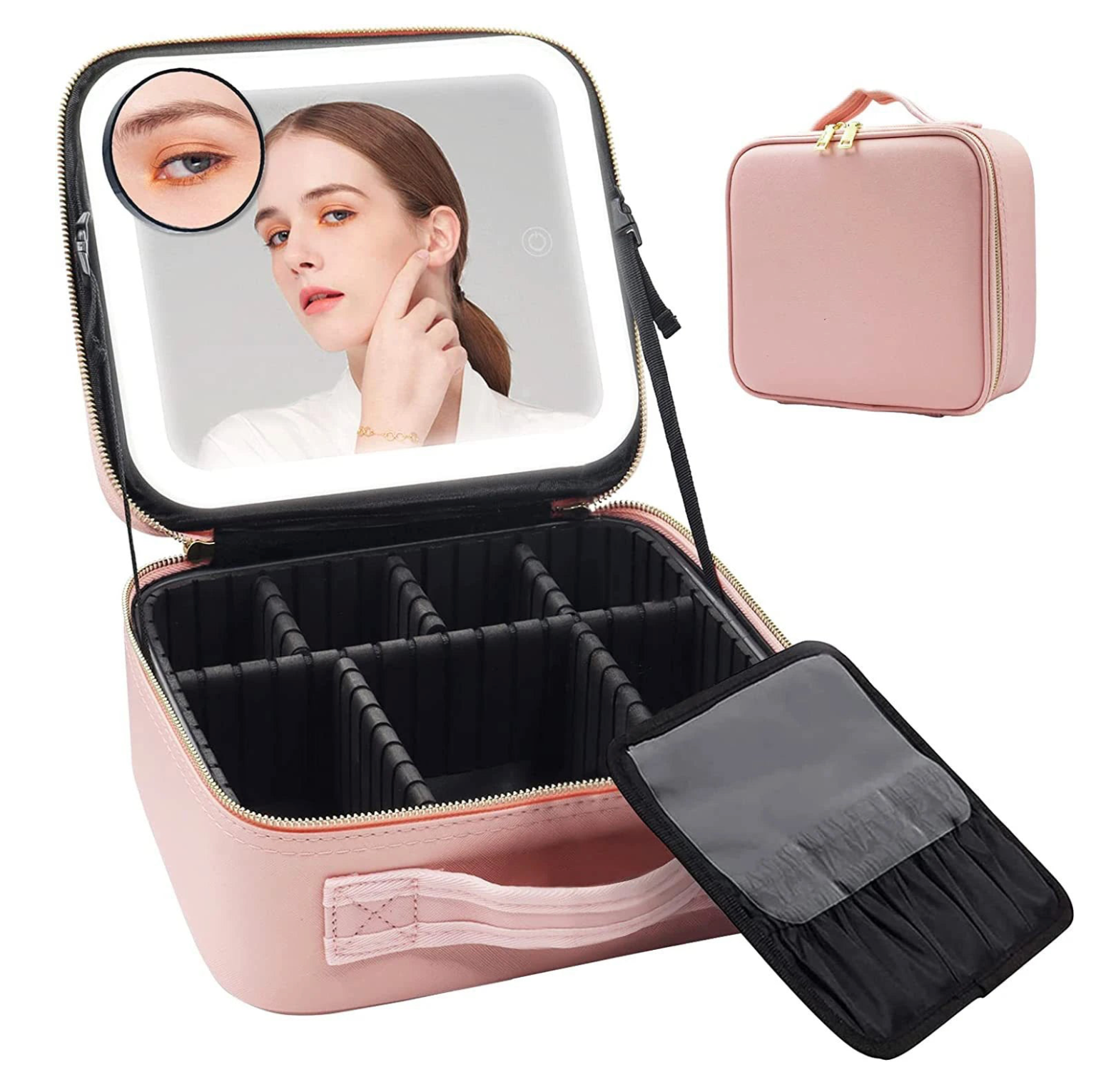 COSMETIQUERA CON ESPEJO LED